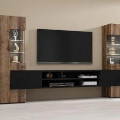 Mur Tv-hifi KODI 4 Portes ChĂȘne MonastĂšre/noir