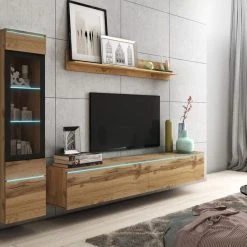 Mur Tv-hifi VITTORIO 4 Portes Chêne Wotan Sans Led