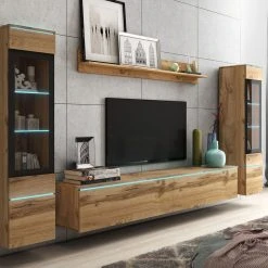 Mur Tv-hifi VITTORIO 6 Portes Chêne Wotan Sans Led